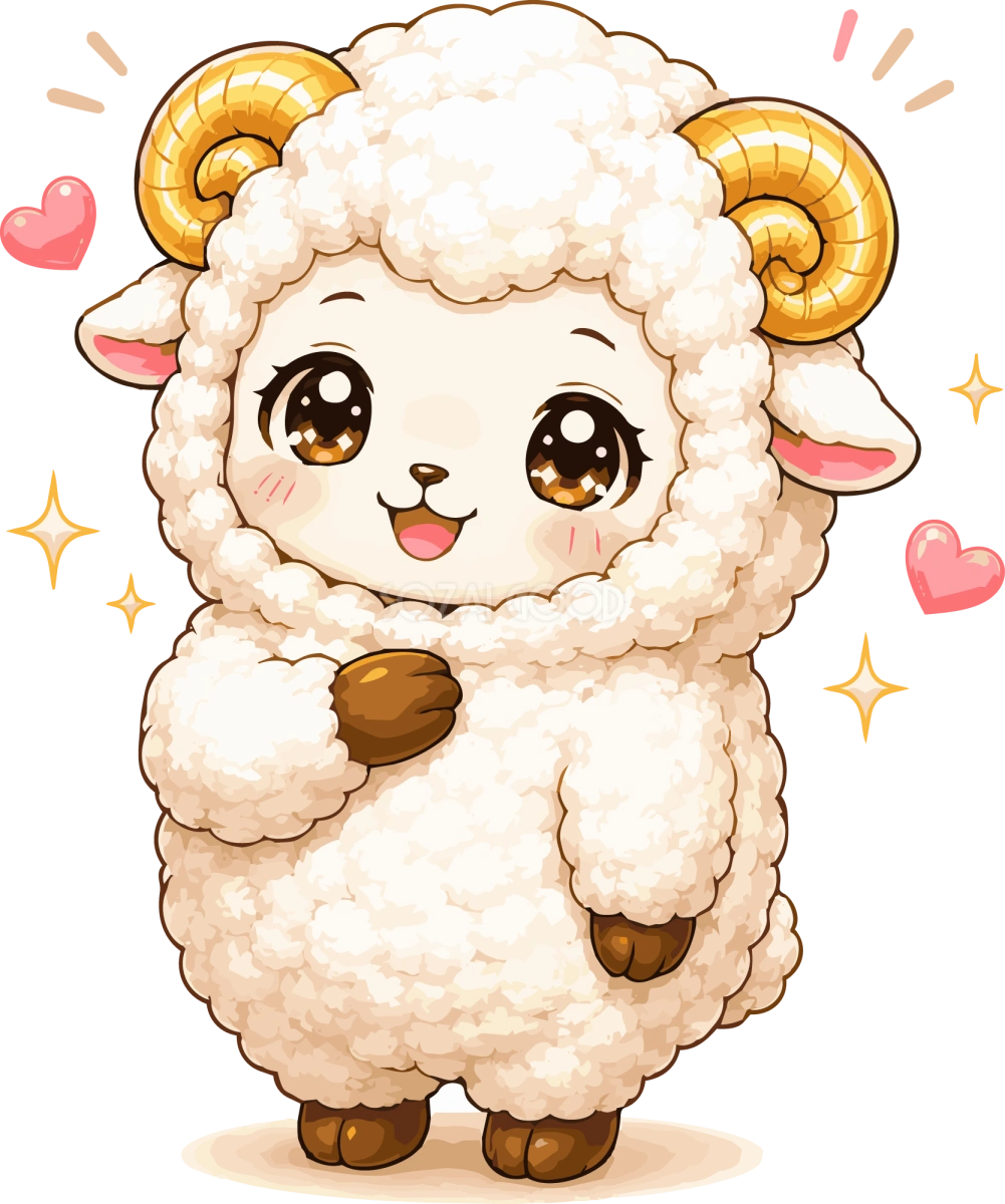 胸に手をあてて感謝する羊のかわいいイラスト無料 フリー92228