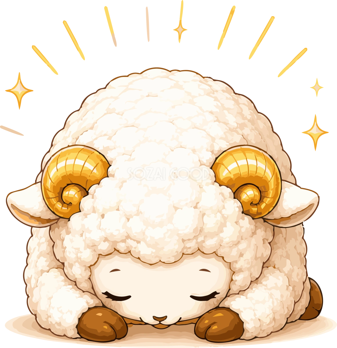 深く土下座し感謝する羊のかわいいイラスト無料 フリー92229