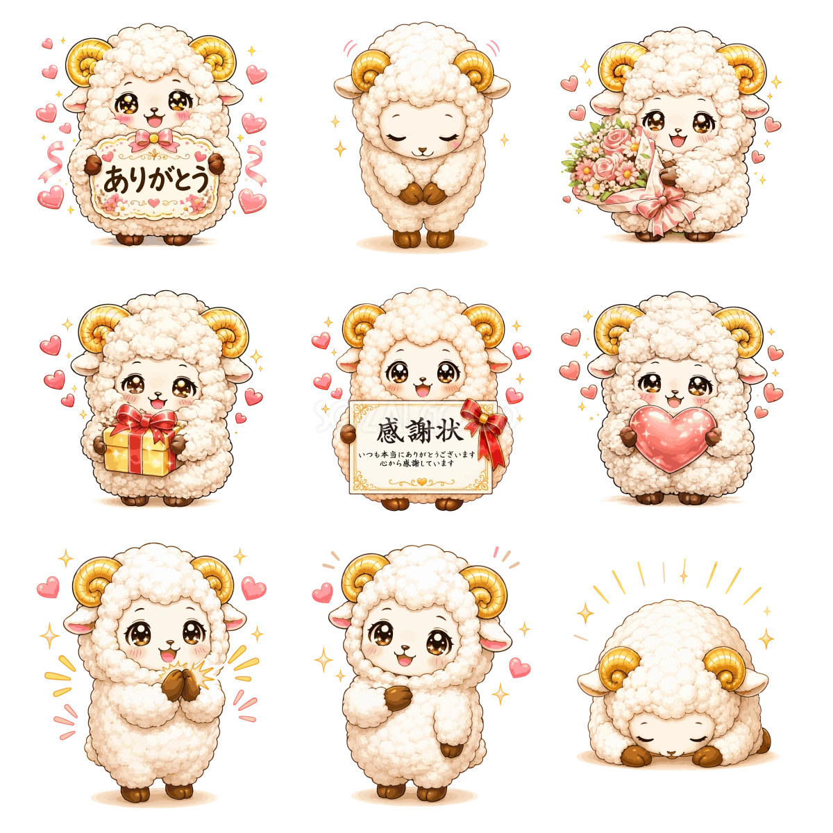 成功する羊のイラスト(9種類)|合格・達成・優勝・表彰のかわいい無料 フリー92230