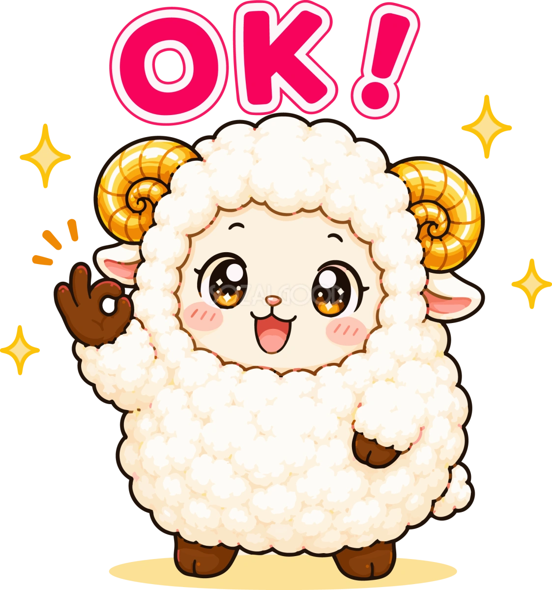 OKサインをする羊のイラスト|無料のかわいい羊キャラクター フリー素材92255