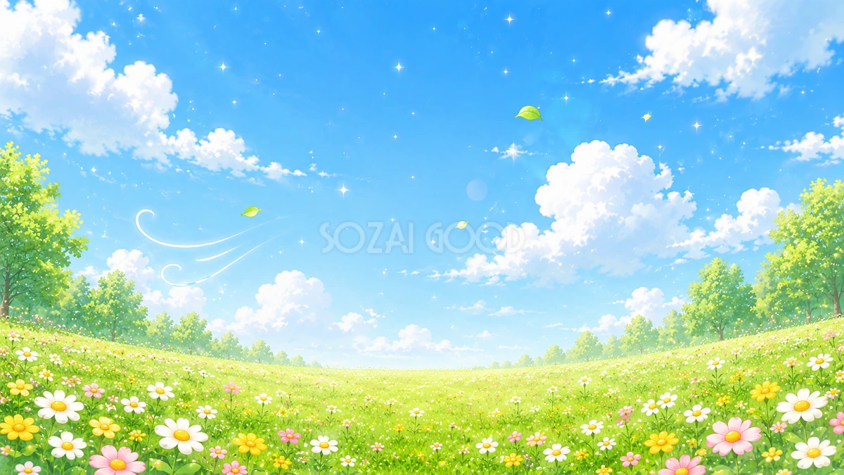深呼吸と青空の背景イラスト素材【無料PNG】フリー92286