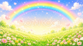 虹と癒やしの背景素材【無料PNG】フリー92289