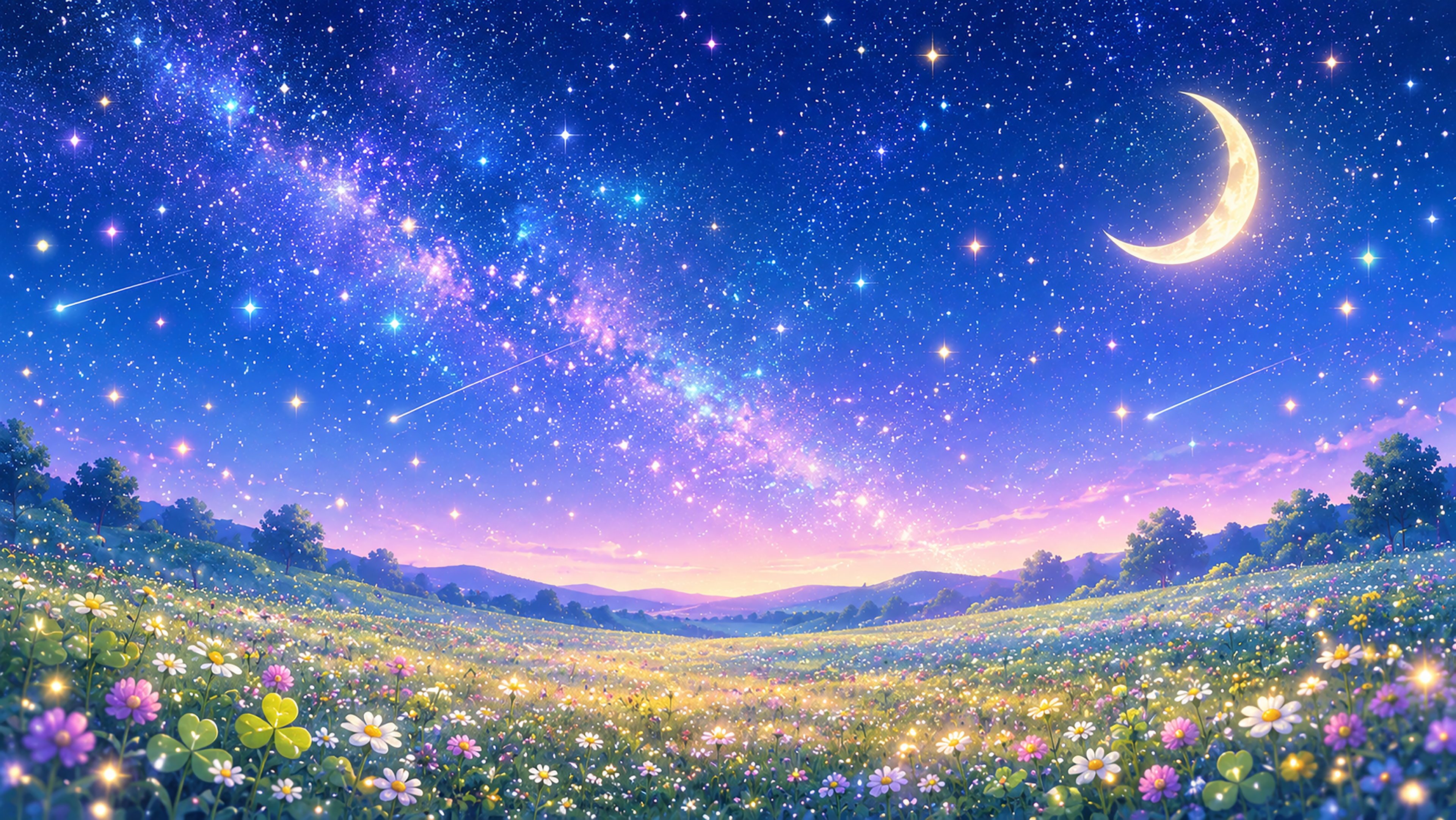 星空と癒やしの背景イラスト素材【無料PNG】フリー92290に写真・文字を入れる