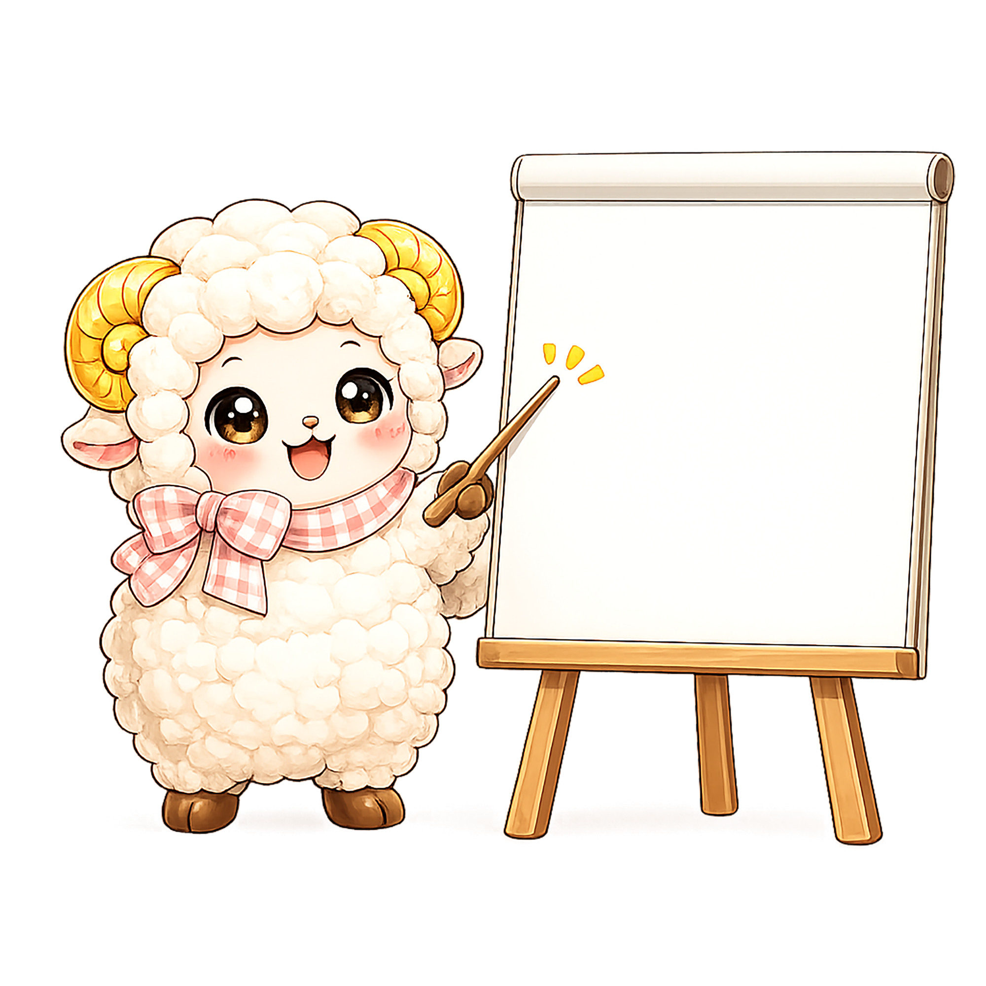 説明する羊のイラスト（無料・かわいいフリー素材）92295に写真・文字を入れる