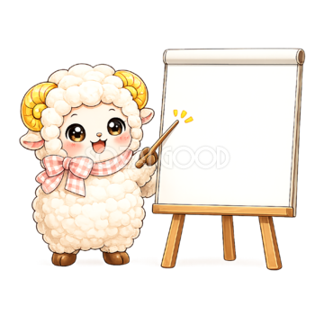 説明する羊のイラスト（無料・かわいいフリー素材）92295
