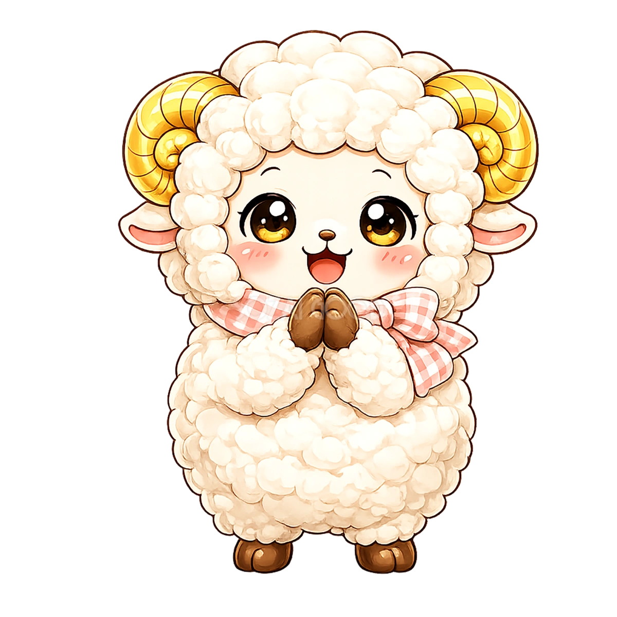 お願いする羊のイラスト(無料・かわいいフリー素材)92296