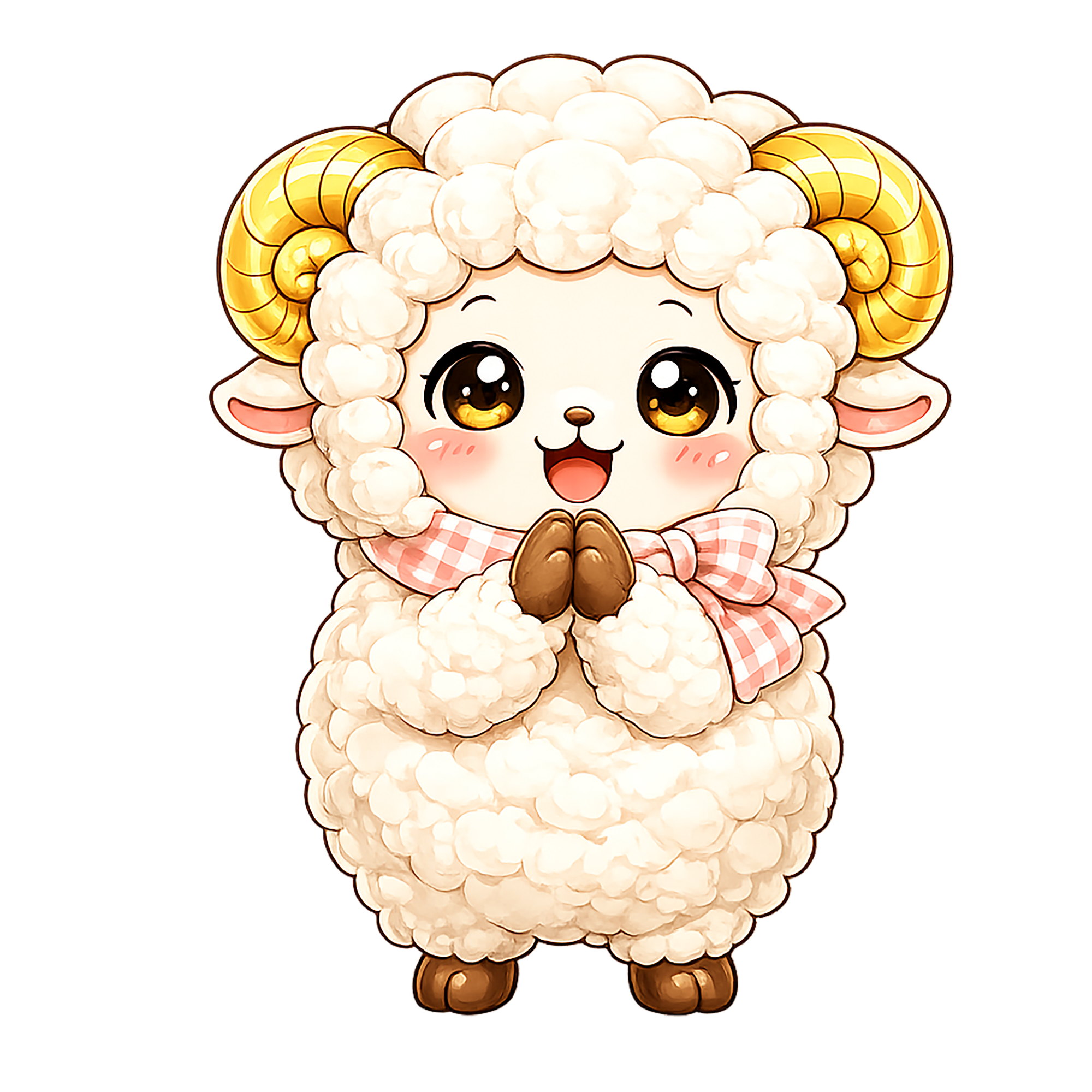 お願いする羊のイラスト（無料・かわいいフリー素材）92296に写真・文字を入れる