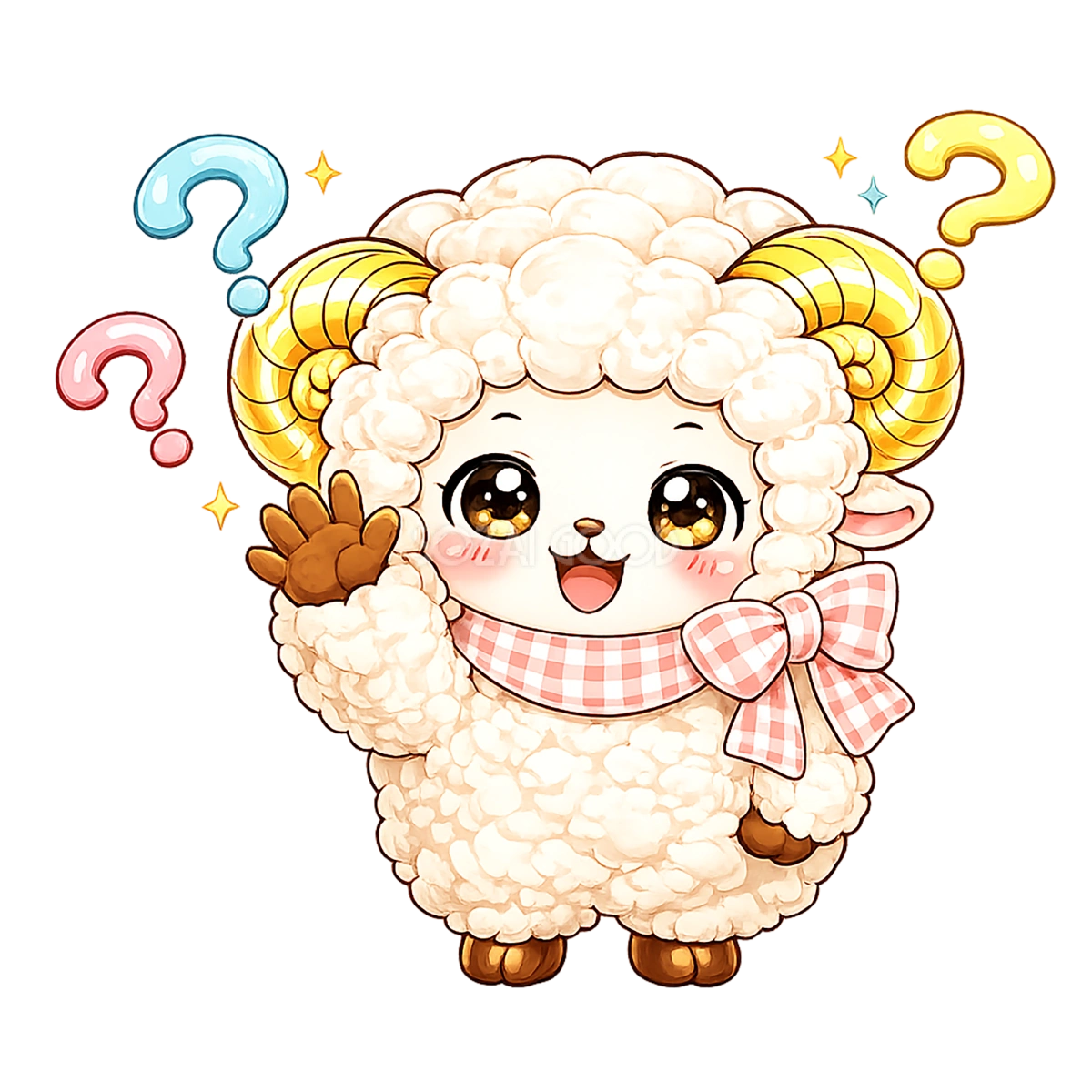 質問を受ける羊のイラスト(無料・かわいいフリー素材)92299