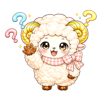 質問を受ける羊のイラスト（無料・かわいいフリー素材）92299