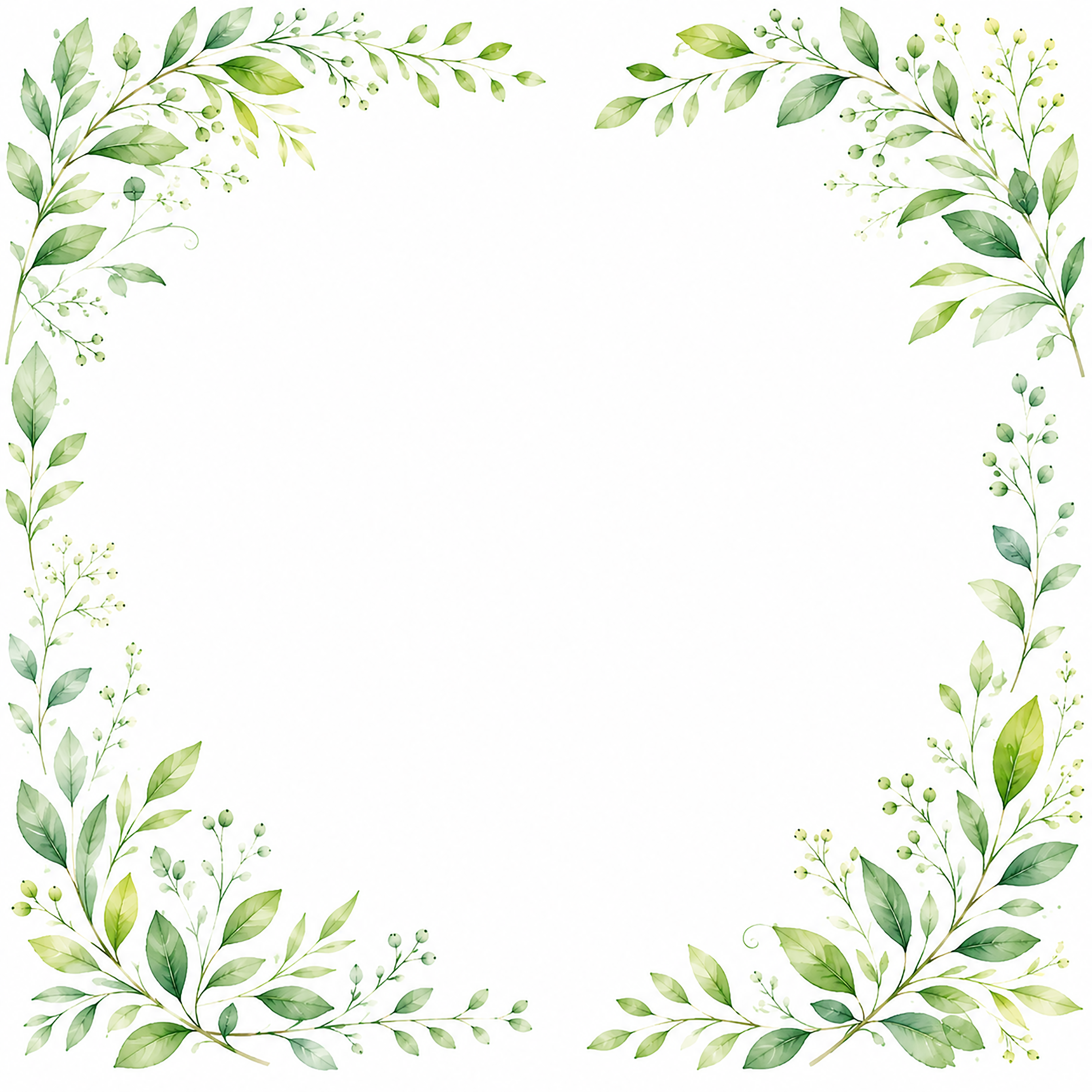 葉っぱフレームイラスト【無料PNG】シンプルなグリーンの植物素材フリー92317に写真・文字を入れる