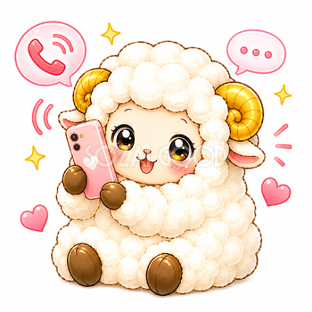 電話する羊のイラスト【無料PNG素材】フリー92353