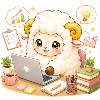 パソコンで作業する羊のイラスト【無料PNG素材】フリー92354