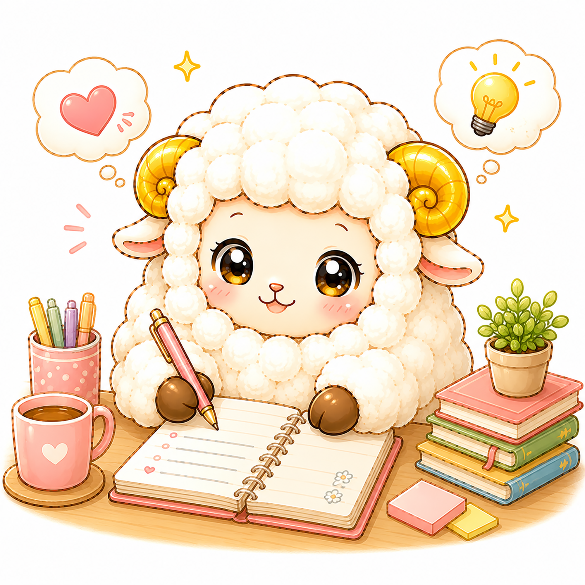 メモを取る羊のイラスト【無料PNG素材】フリー92355に写真・文字を入れる