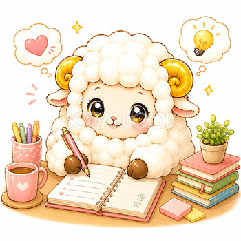 メモを取る羊のイラスト【無料PNG素材】フリー92355