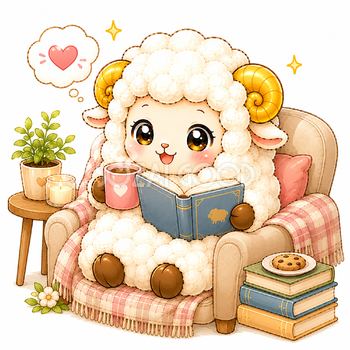 コーヒーを飲む羊のイラスト【無料PNG素材】フリー92357