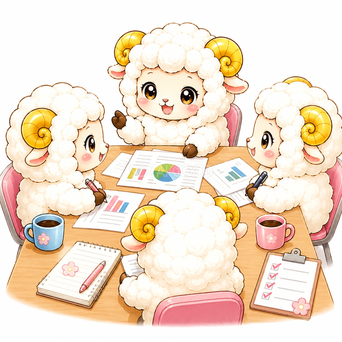 会議する羊のイラスト【無料イラスト】フリー92362