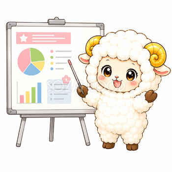 プレゼンする羊のイラスト【無料イラスト】フリー92363