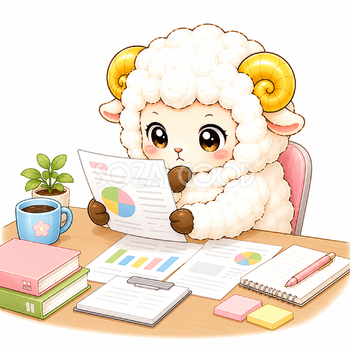 資料を見る羊のイラスト【無料イラスト】フリー92364