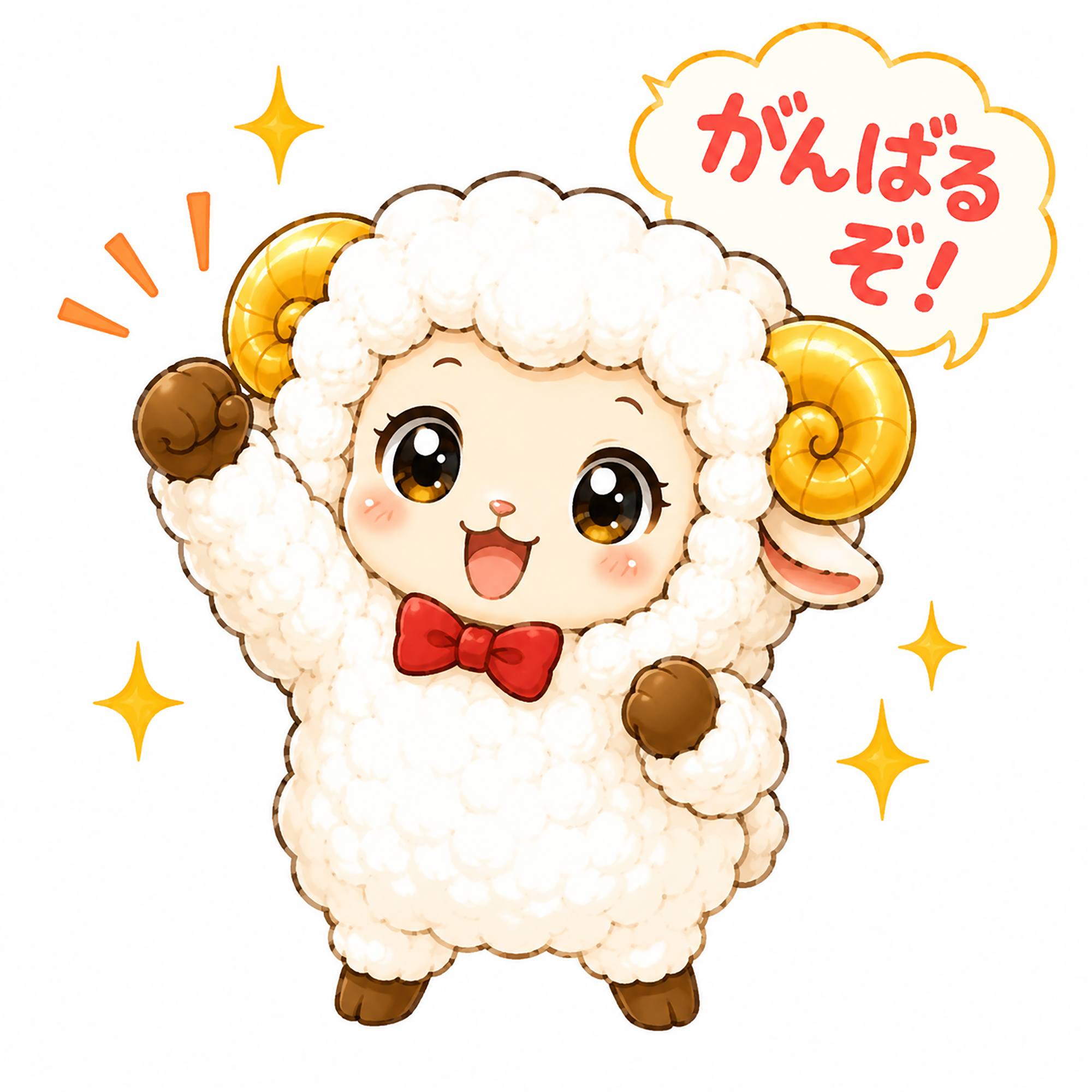 がんばる羊のかわいいイラスト【無料PNG素材】フリー92395に写真・文字を入れる