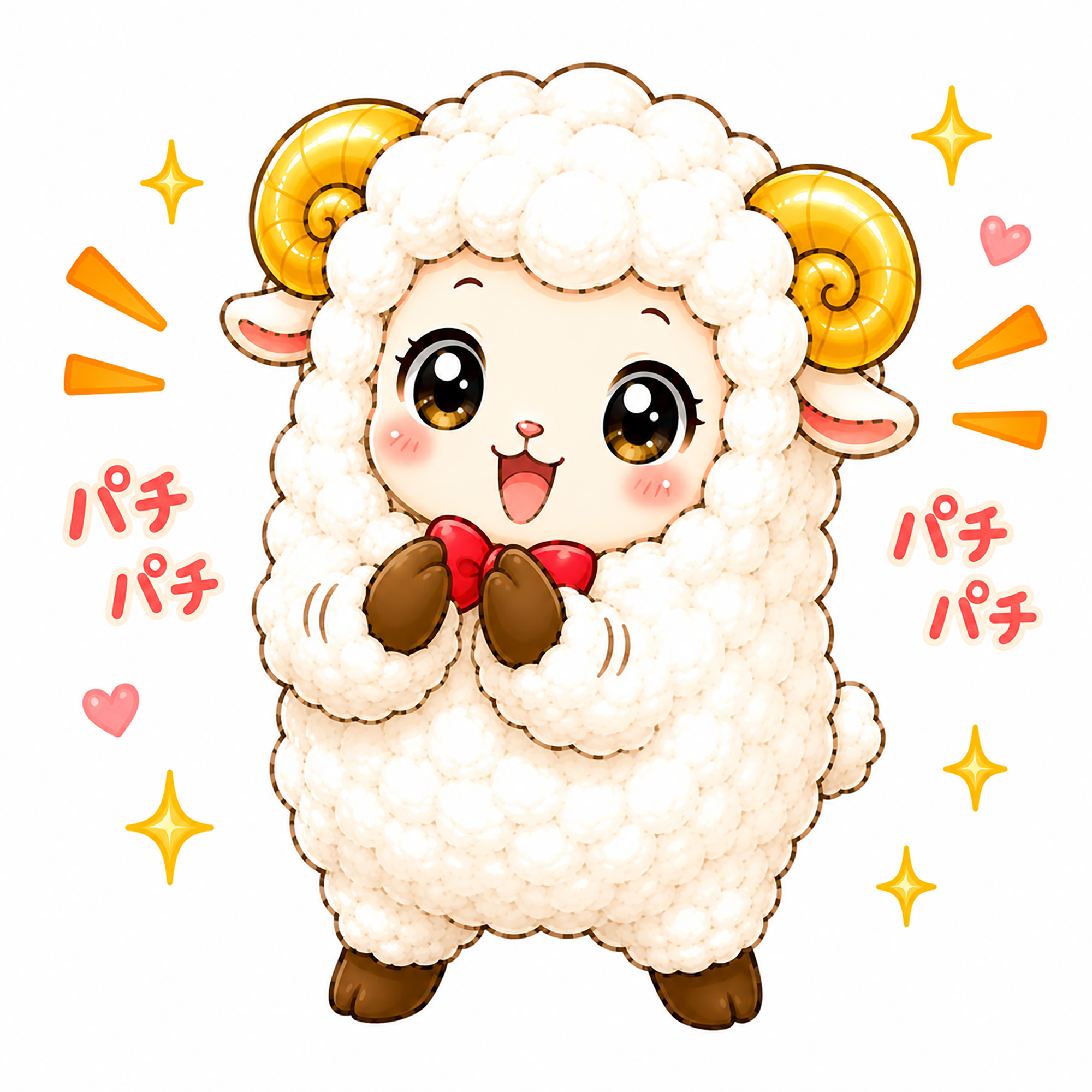 拍手する羊のかわいいイラスト【無料PNG素材】フリー92402に写真・文字を入れる