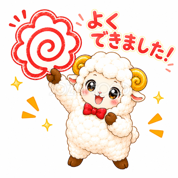 花丸を出すかわいい羊のイラスト【無料PNG素材】フリー92403