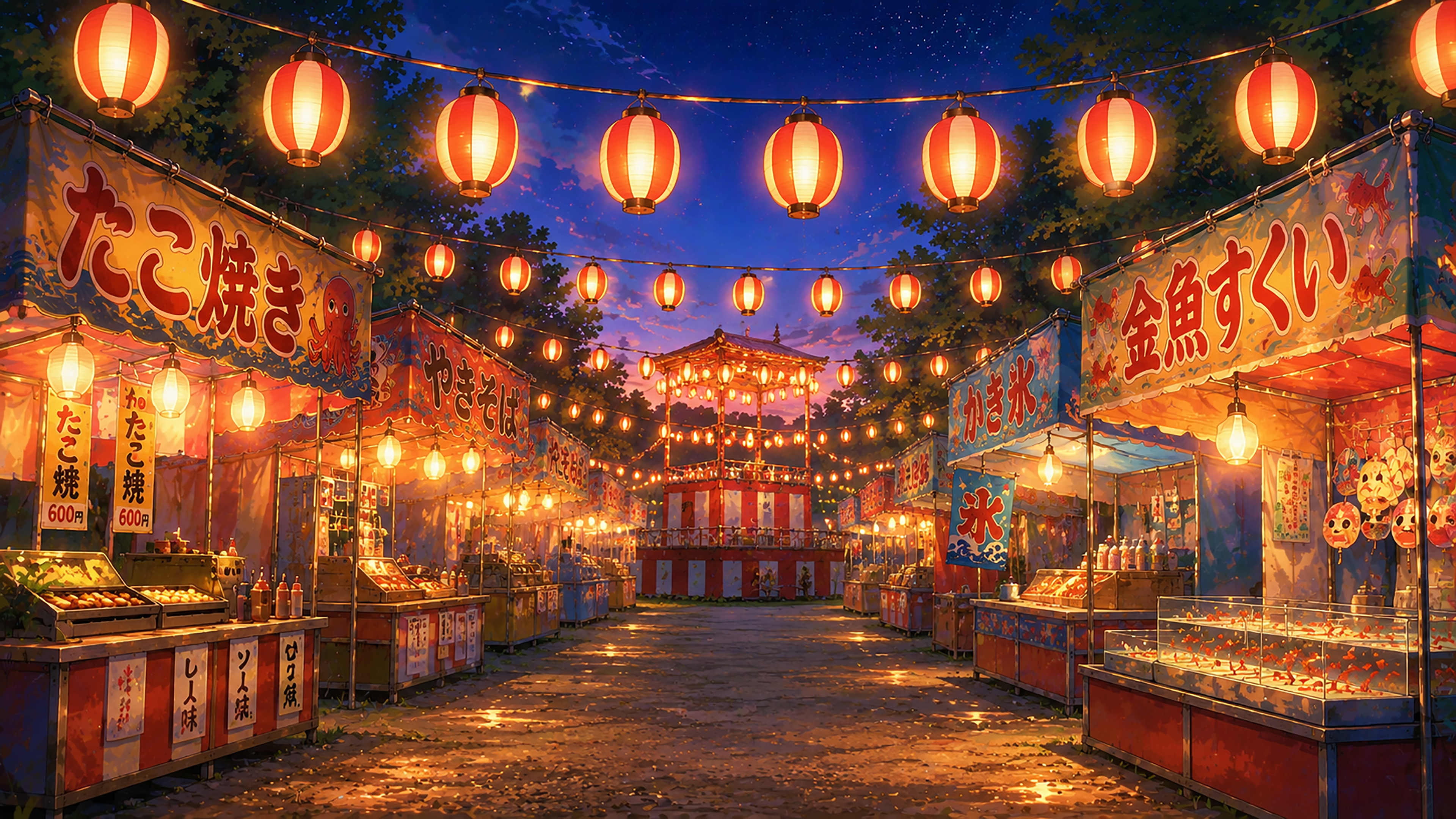 夏祭り背景イラスト【無料】フリー素材92416に写真・文字を入れる