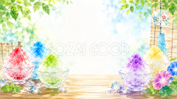 かき氷背景イラスト【無料】涼しげな夏背景素材（PNG）フリー92442