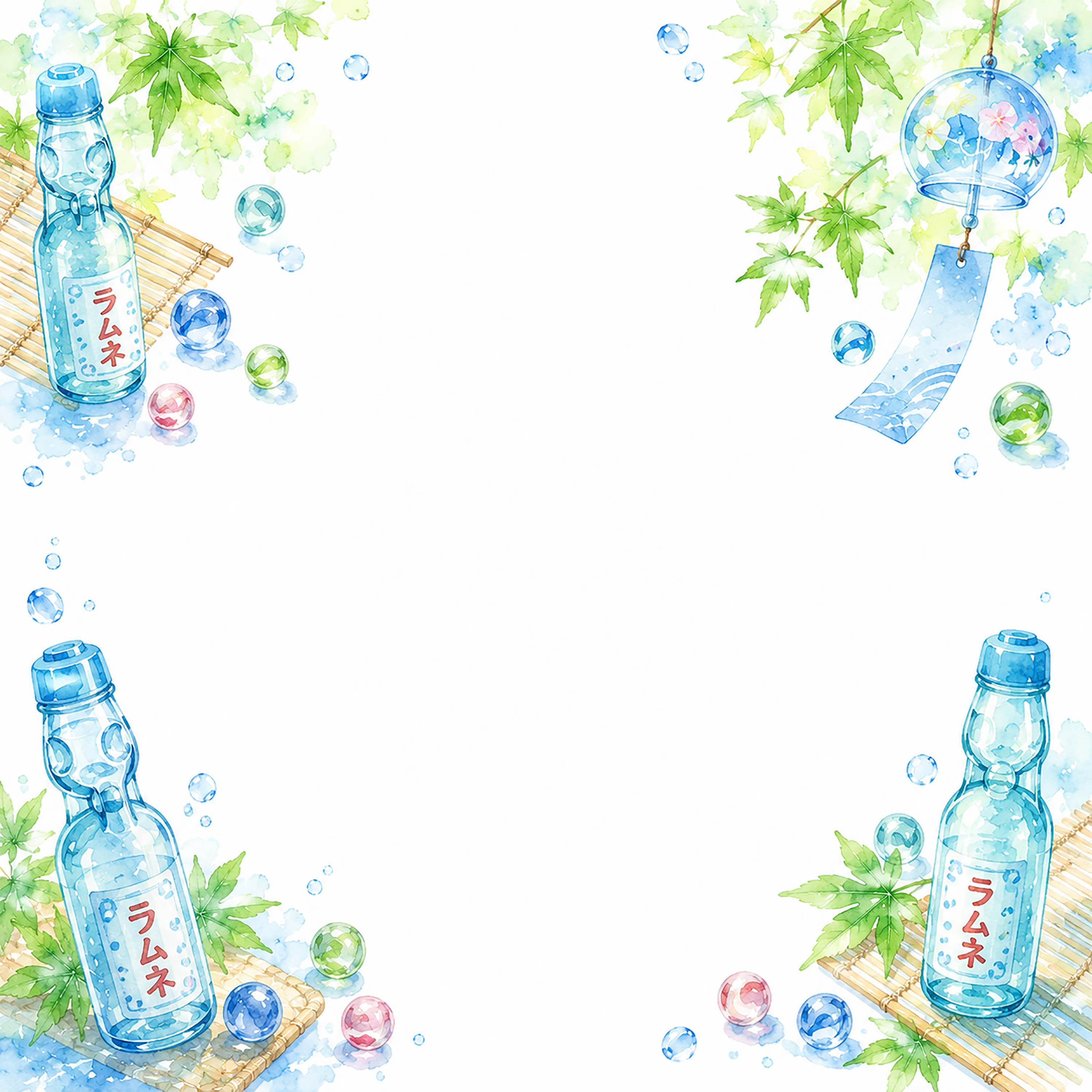 ラムネフレーム【無料】レトロな夏フレーム素材（PNG）フリー92457に写真・文字を入れる