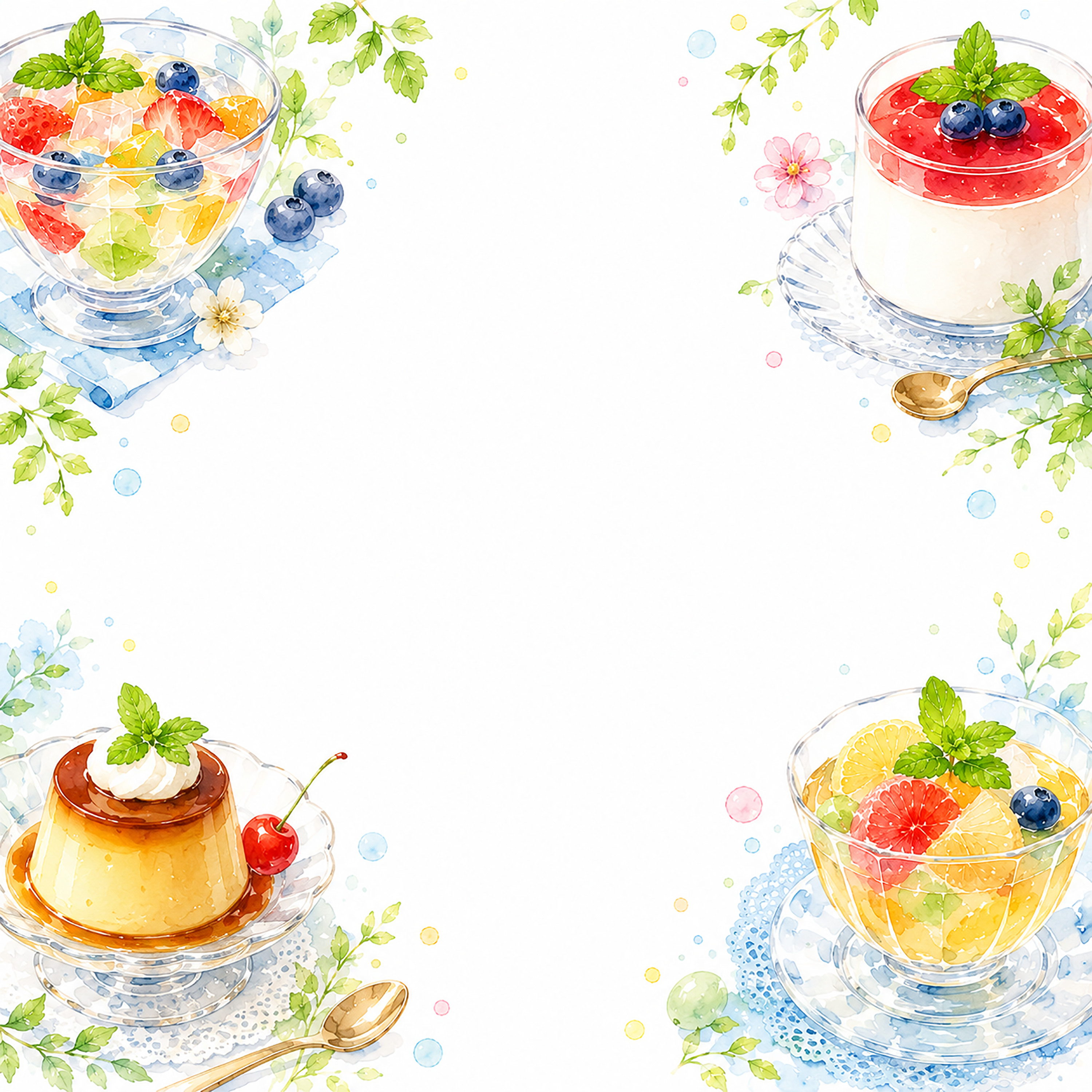 冷やしスイーツフレーム【無料】おしゃれな夏フレーム素材（PNG）フリー92460に写真・文字を入れる