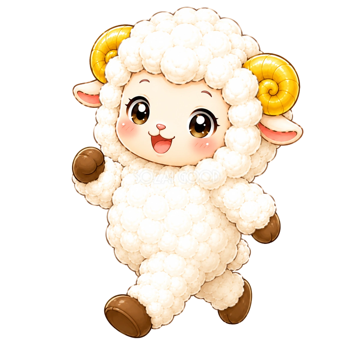 かわいいウォーキングする羊のイラスト【無料PNG素材】フリー92465
