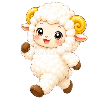かわいいウォーキングする羊のイラスト【無料PNG素材】フリー92465