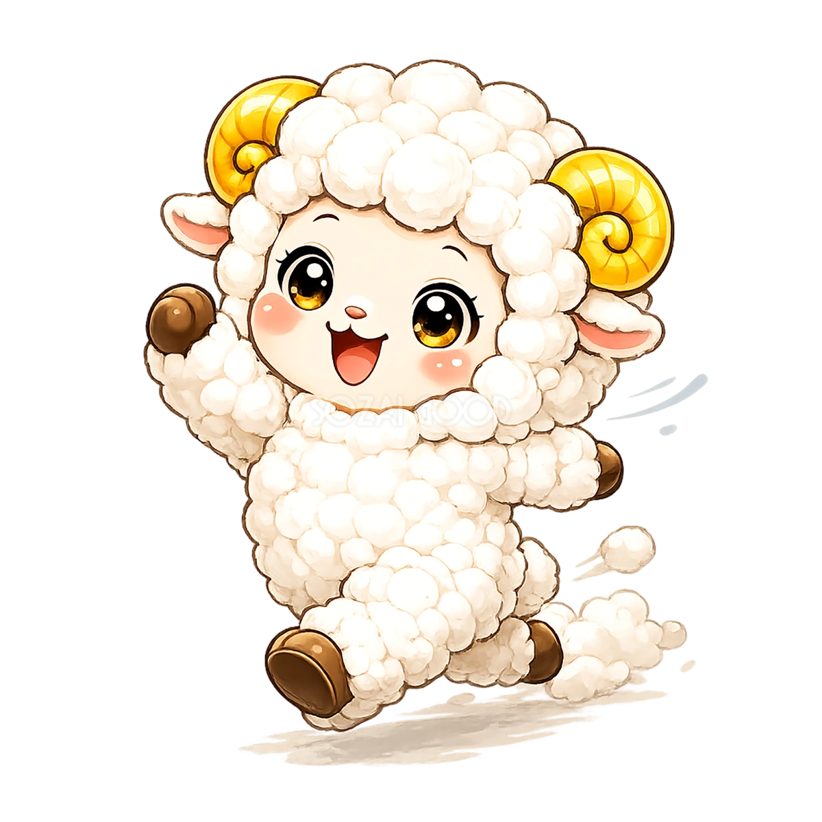 かわいいランニングする羊のイラスト【無料PNG素材】フリー92466