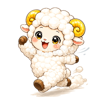 かわいいランニングする羊のイラスト【無料PNG素材】フリー92466
