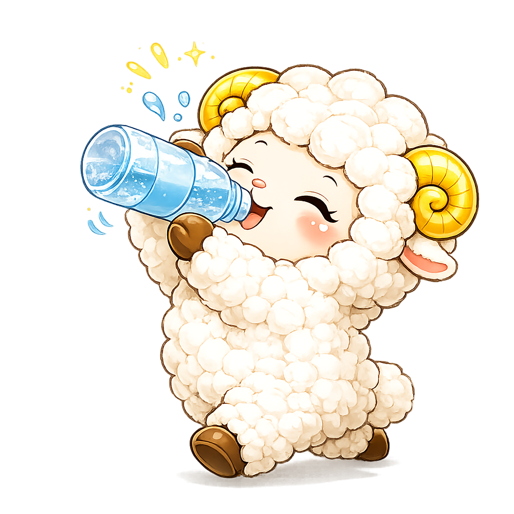 かわいい水を飲む羊のイラスト【無料PNG素材】フリー92469に写真・文字を入れる