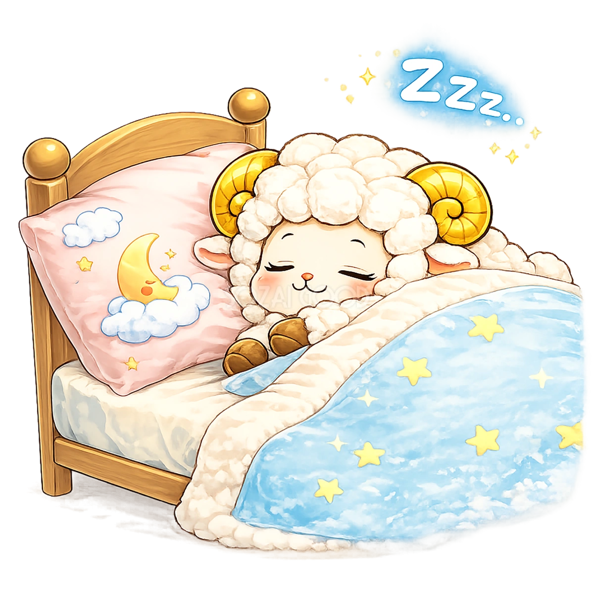かわいいぐっすり眠る羊のイラスト【無料PNG素材】フリー92471