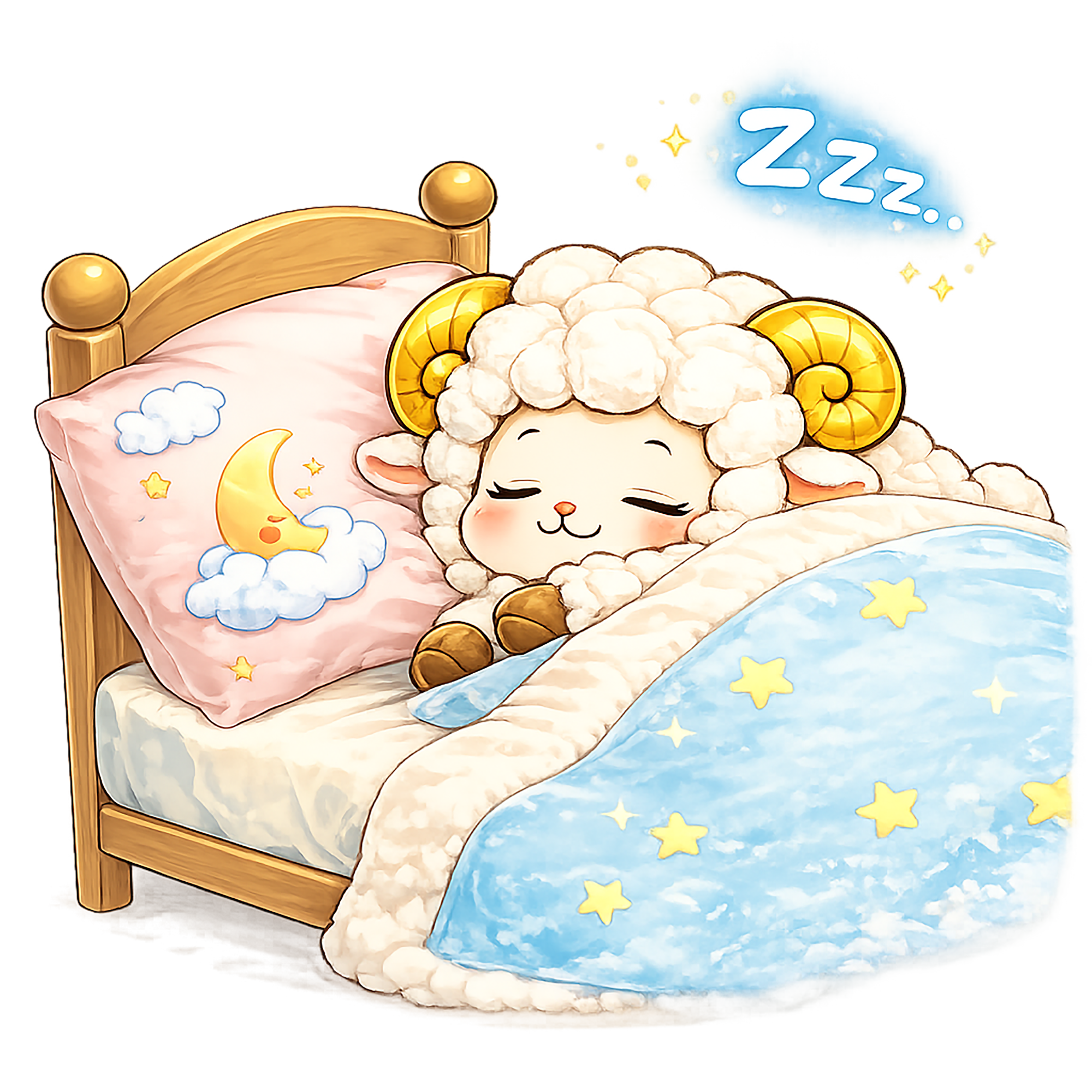 かわいいぐっすり眠る羊のイラスト【無料PNG素材】フリー92471に写真・文字を入れる