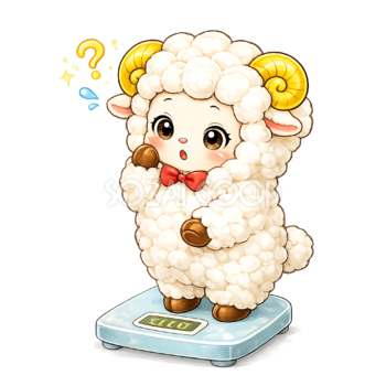 かわいい体重計に乗る羊のイラスト【無料PNG素材】フリー92472