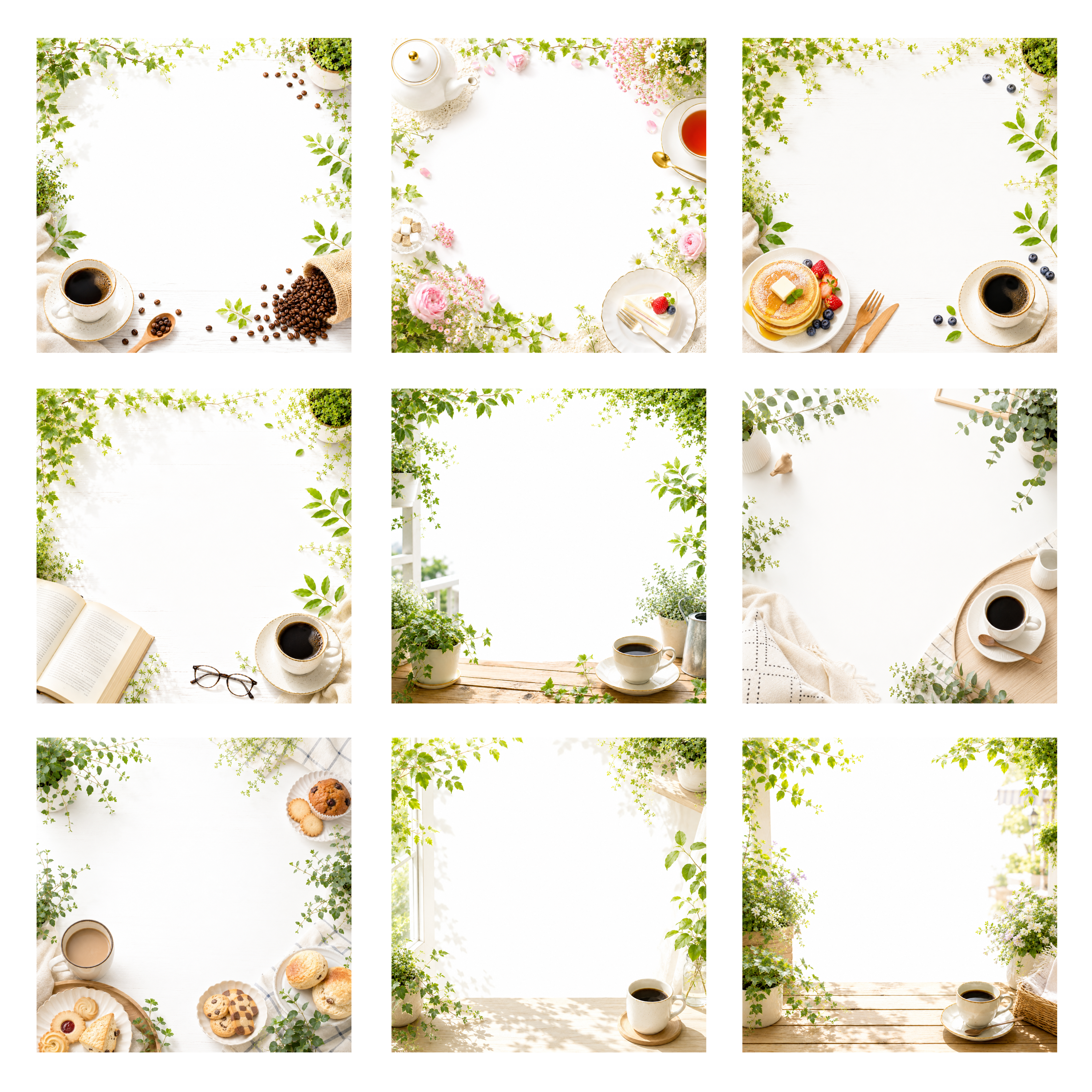 カフェフレームイラストセット【無料PNG素材】フリー92487に写真・文字を入れる
