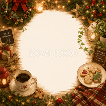 クリスマスカフェフレーム【無料PNG素材】フリー92530