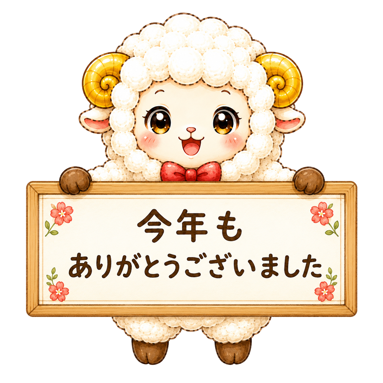 {今年もありがとうございました（未年・羊）イラスト｜無料・かわいいフリー素材【PNG】id}に写真・文字を入れる