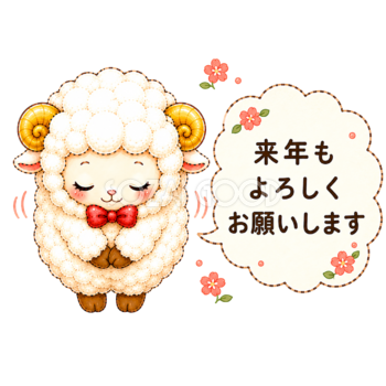 来年もよろしくお願いします（未年・羊）イラスト｜無料・かわいいフリー素材【PNG】92534