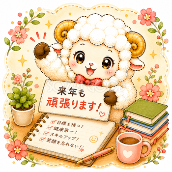来年も頑張ります！（未年・羊）イラスト｜無料・かわいいフリー素材【PNG】92540