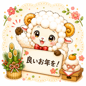 良いお年を！（未年・羊）イラスト｜無料・かわいいフリー素材【PNG】92541