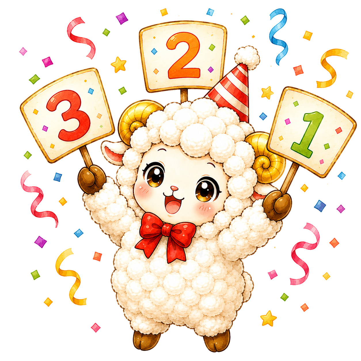 カウントダウンする羊の無料・フリーイラスト素材（PNG）92569に写真・文字を入れる
