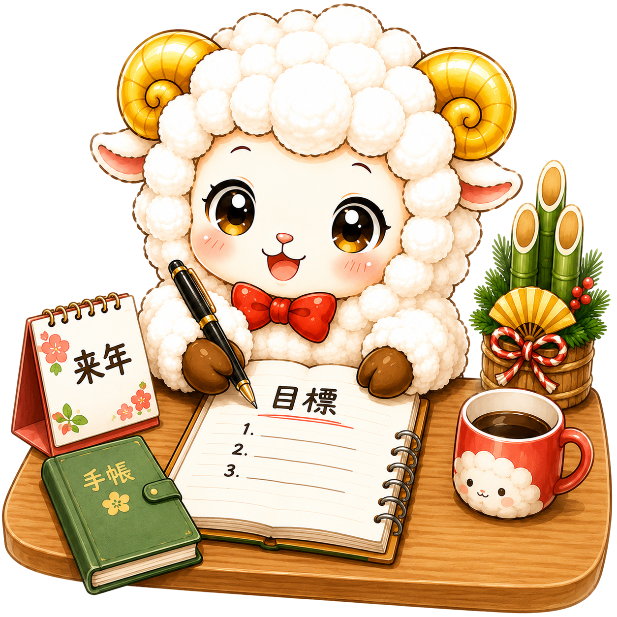 来年の目標を書く羊の無料・フリーイラスト素材（PNG）92570に写真・文字を入れる