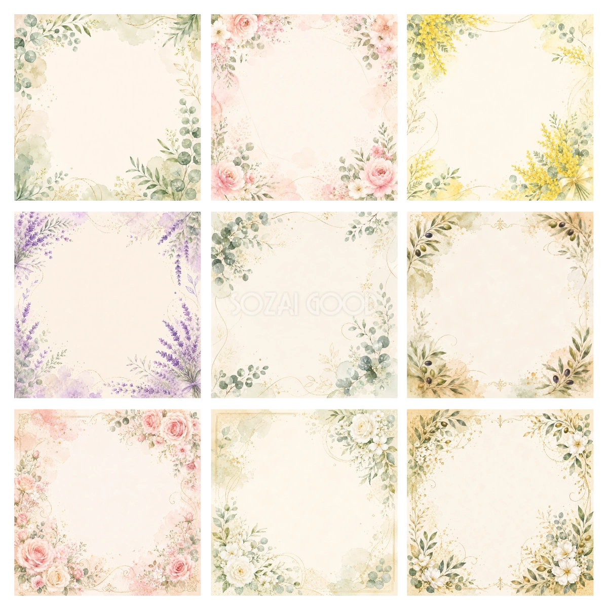 ボタニカルフレーム素材9選【無料・フリー】おしゃれな花・植物イラスト92589