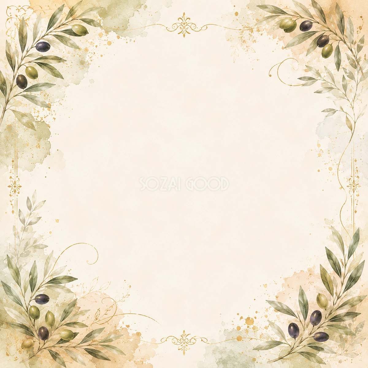 オリーブフレーム【無料・フリー】ボタニカルフレーム素材92595