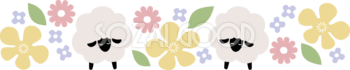 黒い羊と花のライン かわいい 2027 未年イラスト 無料 フリー92605