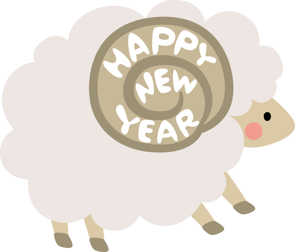 羊の角がHAPPY NEW YEARのロゴ かわいい 2027 未年イラスト 無料 フリー92619に写真・文字を入れる