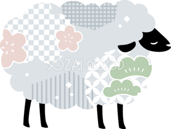 和柄の黒い羊 かわいい 2027 未年イラスト 無料 フリー92624
